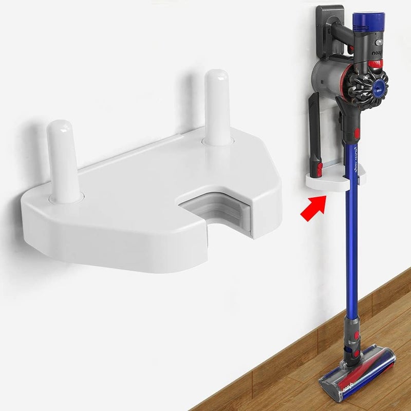 Liboer Universal Vacuum Wall Mount Bracket Compatible with Dyson V8, V7, V6 and Other Brands (4.2-4.96 Inch Handheld) - White Plastic Mounting Bracket - Image 1